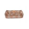 Large Brown Tartan Snuggle Dog Bed - Danish Design Newton Truffle 89cm - 34"